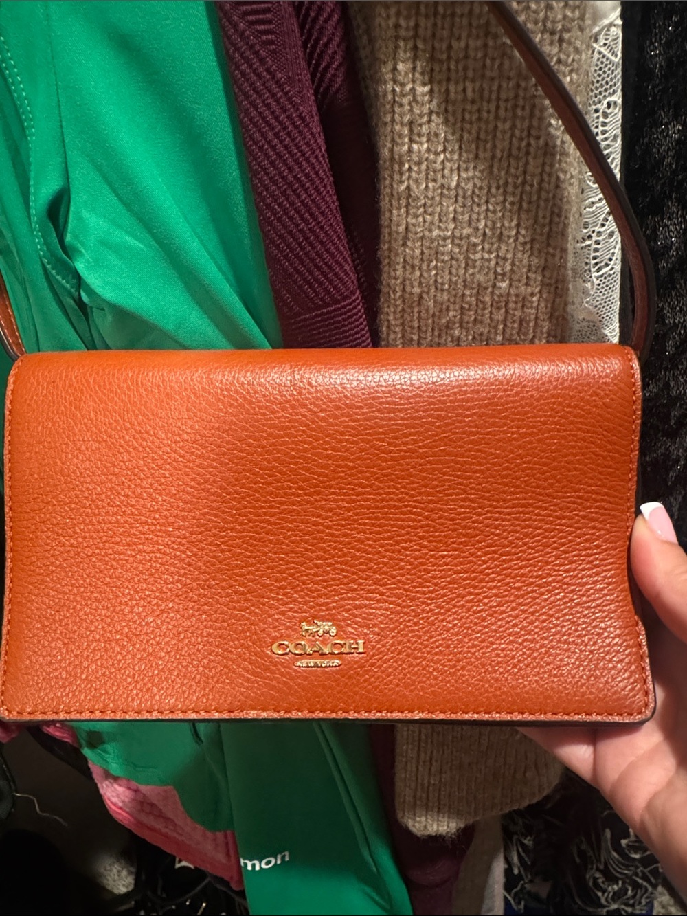 Coach Pebbled Leather Crossbody in Cognac